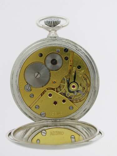 Omega Silver Open Face Pocket Watch Swiss 1937