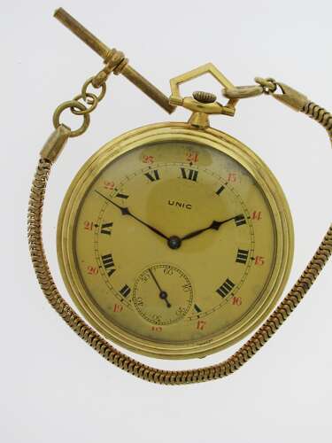 Art Deco Gold Filled Unic Pocket Watch Swiss 1920