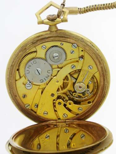 Art Deco Gold Filled Unic Pocket Watch Swiss 1920