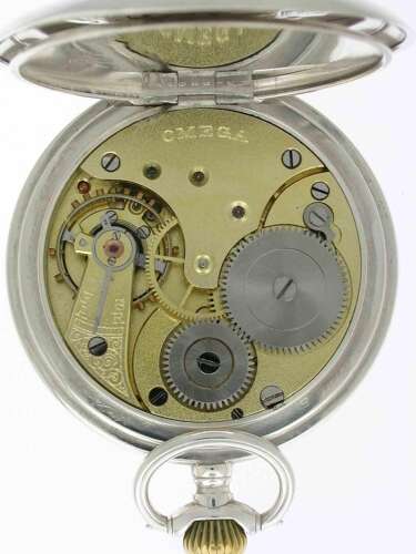 Omega Silver 0.800 Open Face Pocket Watch Swiss 1920