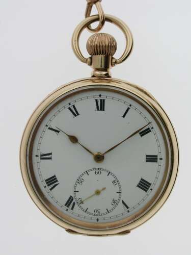 Gold Filled Open Face Pocket Watch with Gold Filled Chain Swiss 1925 Ald Case