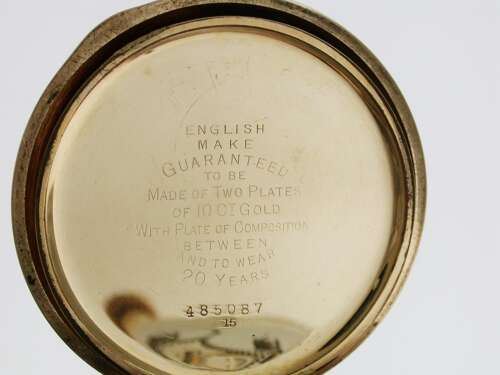 Gold Filled Open Face Pocket Watch with Gold Filled Chain Swiss 1925 Ald Case