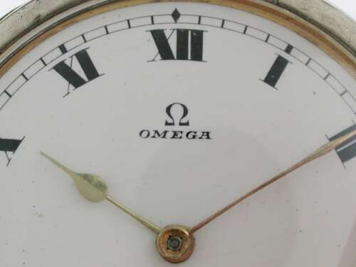 Omega Steel Open Face Pocket Watch Swiss 1920