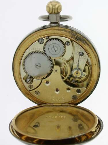 Omega Steel Open Face Pocket Watch Swiss 1920