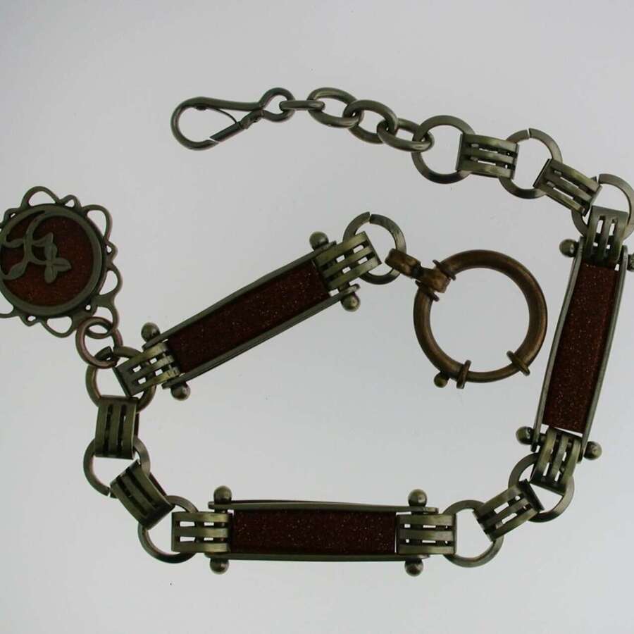 Pocket Watch Chain with Red Stones
