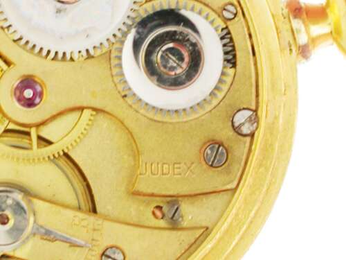 Judex Art Deco Gold Filled Open Face Pocket Watch with Chain Swiss 1925