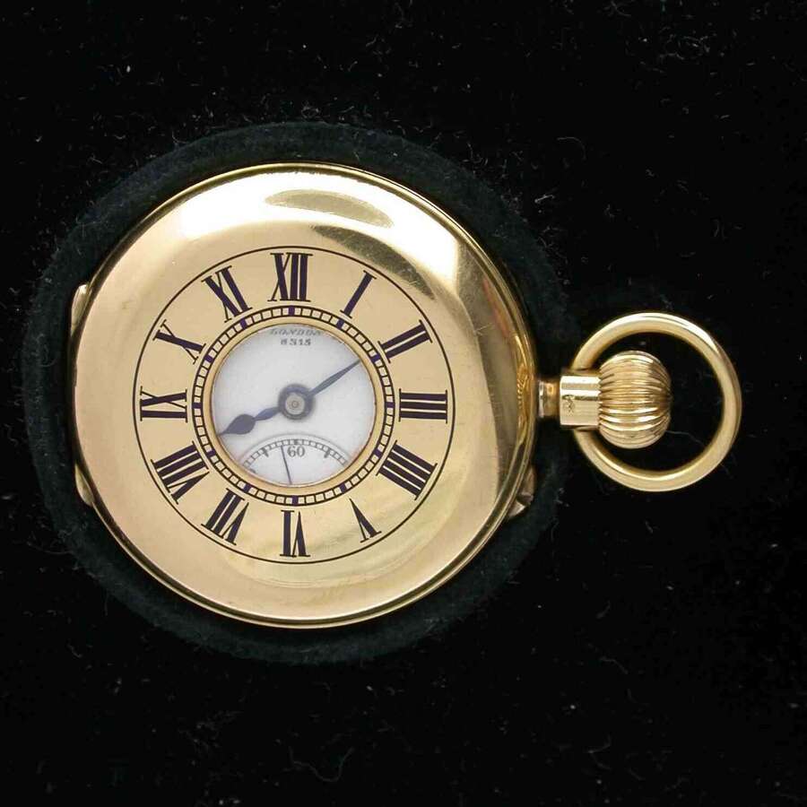 18Kt Yellow Gold Clerke Half Hunter Pocket Watch  Hallmarked for London 1909