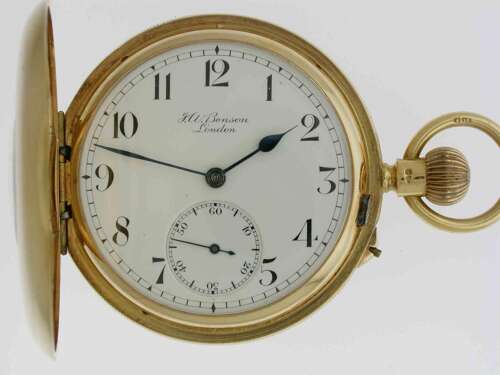 J.W. Benson 18kt Yellow Gold Swiss Made Half Hunter Pocket Watch – Hallmarked London 1929