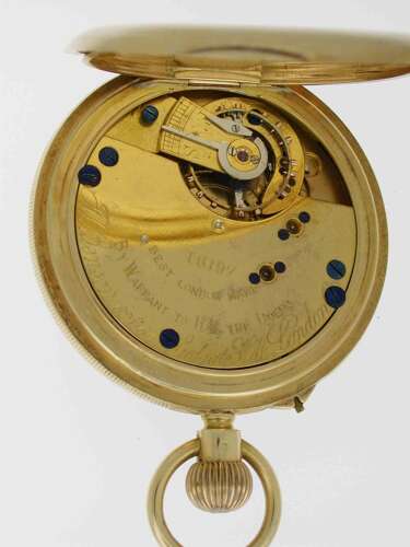 J.W. Benson 18kt Yellow Gold Swiss Made Half Hunter Pocket Watch – Hallmarked London 1929