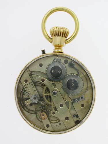 18 Kt Yellow Gold Gent's Skeleton Movement Pocket Watch Swiss 1920