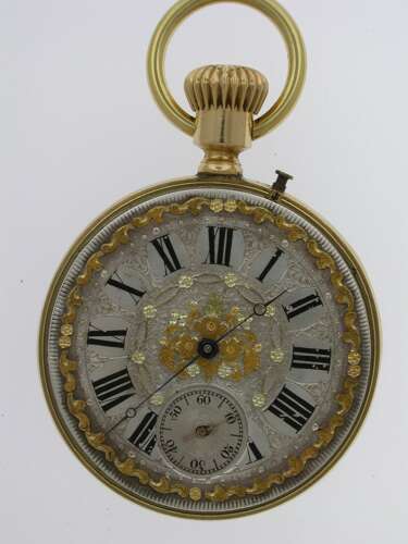 18 Kt Yellow Gold Gent's Skeleton Movement Pocket Watch Swiss 1920