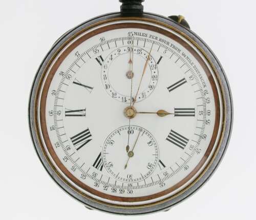 Gunmetal Chronograph Pocket Watch Swiss 1920