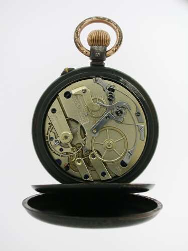 Gunmetal Chronograph Pocket Watch Swiss 1920
