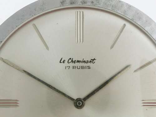 Steel Art Deco Le Cheminant Open Face Pocket Watch Swiss 1960