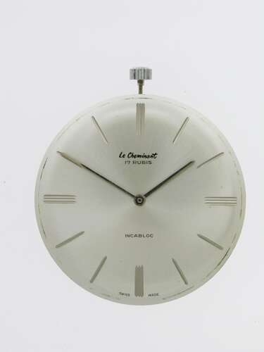Steel Art Deco Le Cheminant Open Face Pocket Watch Swiss 1960