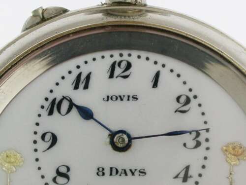 Jovis 8-day Steel Open Face Pocket Watch Swiss Made 1920