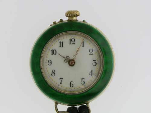 Silver %26 Green Enamel Pocket Watch Swiss 1900