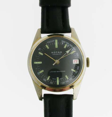 Hotar Calendar Manual Wind Mens Wristwatch Swiss 1960