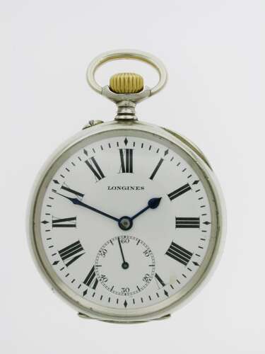 Longines Nickel Italian Railway Open Face Pocket Watch Swiss 1910