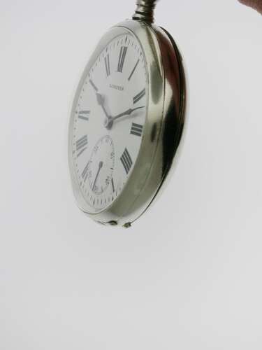 Longines Nickel Italian Railway Open Face Pocket Watch Swiss 1910