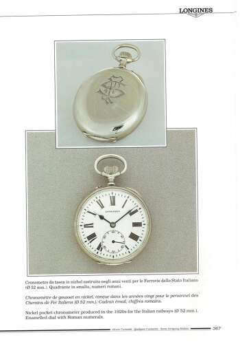 Longines Nickel Italian Railway Open Face Pocket Watch Swiss 1910