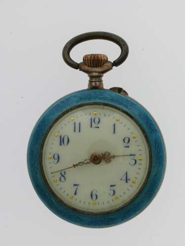 Silver Cylinder Open Face Fob Pocket Watch Swiss 1900
