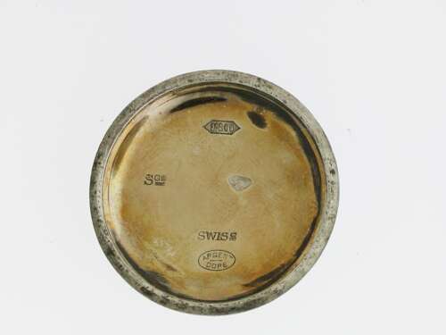 Silver Cylinder Open Face Fob Pocket Watch Swiss 1900
