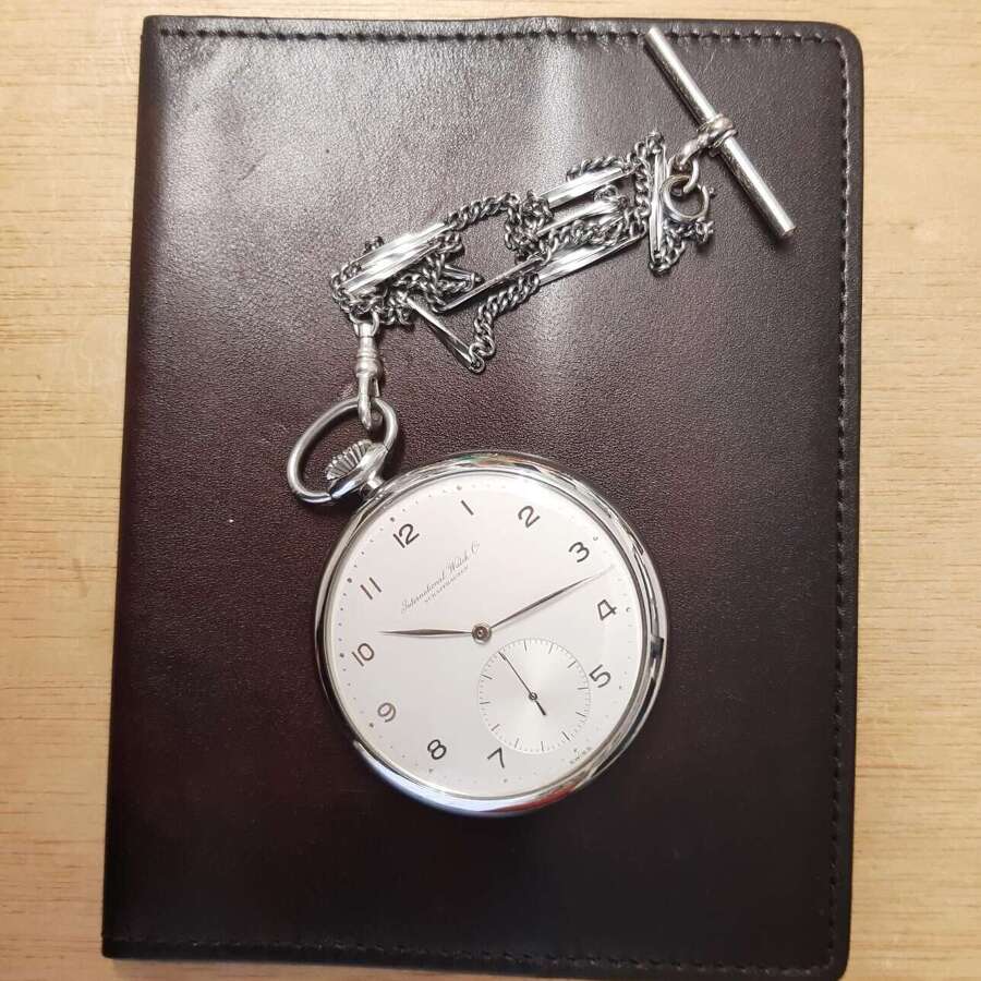 IWC International Watch Company Staybrite Open Face Pocket Watch Swiss 1950