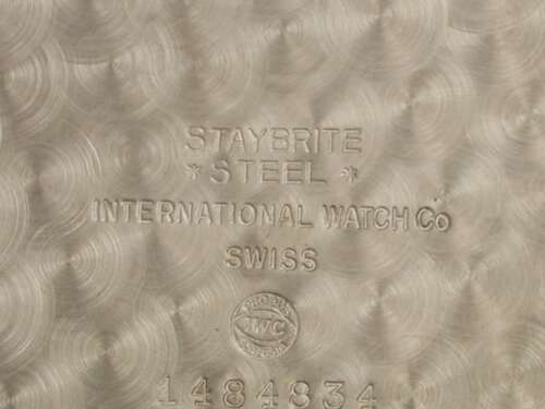 IWC International Watch Company Staybrite Open Face Pocket Watch Swiss 1950