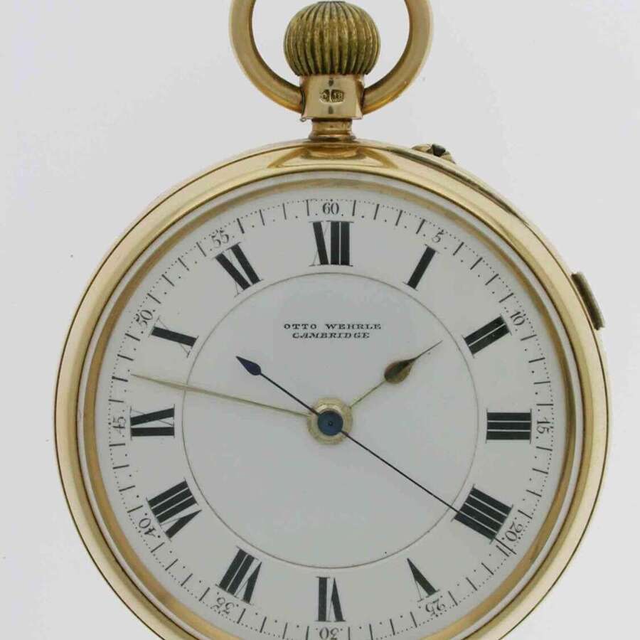 Exquisite 18 Kt Yellow Gold Stopwatch Pocket Watch  Chester 1909