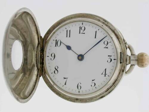 Silver 0.935 Half Hunter Pocket Watch Swiss 1900