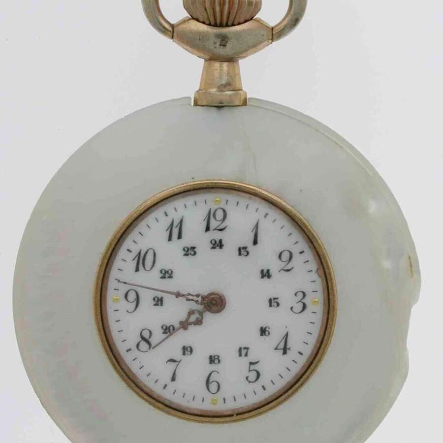 Rare Exquisite Mother of Pearl Pocket Watch Swiss 1900