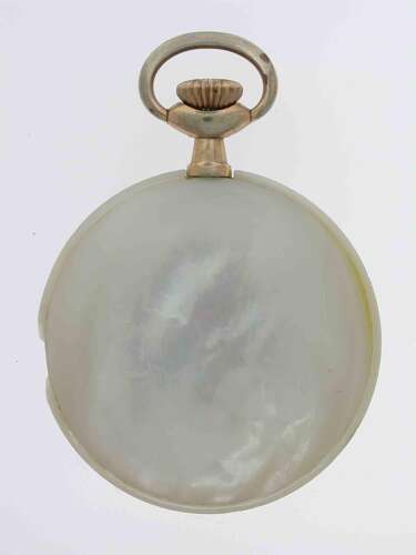 Rare Exquisite Mother of Pearl Pocket Watch Swiss 1900