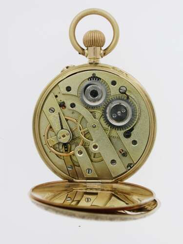 1Kt Gold Red Numerals Open Face Pretty Dial Pocket Watch Swiss 1900