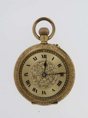 18Kt Yellow Gold Open Face Cylinder Pocket Watch - Swiss 1910