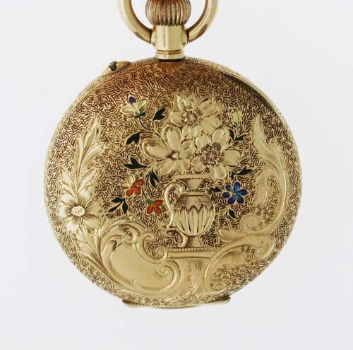 18Kt Yellow Gold Open Face Cylinder Pocket Watch - Swiss 1910