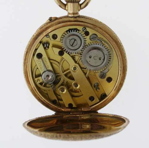 18Kt Yellow Gold Open Face Cylinder Pocket Watch - Swiss 1910