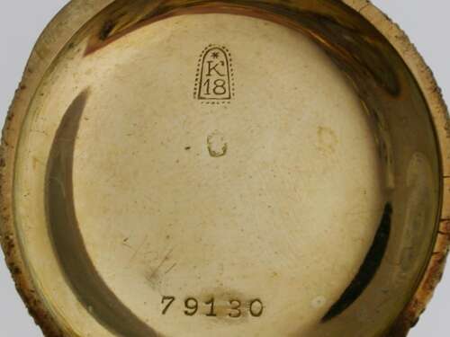 18Kt Yellow Gold Open Face Cylinder Pocket Watch - Swiss 1910