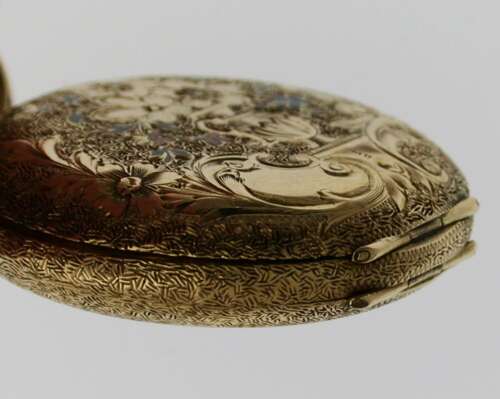 18Kt Yellow Gold Open Face Cylinder Pocket Watch - Swiss 1910