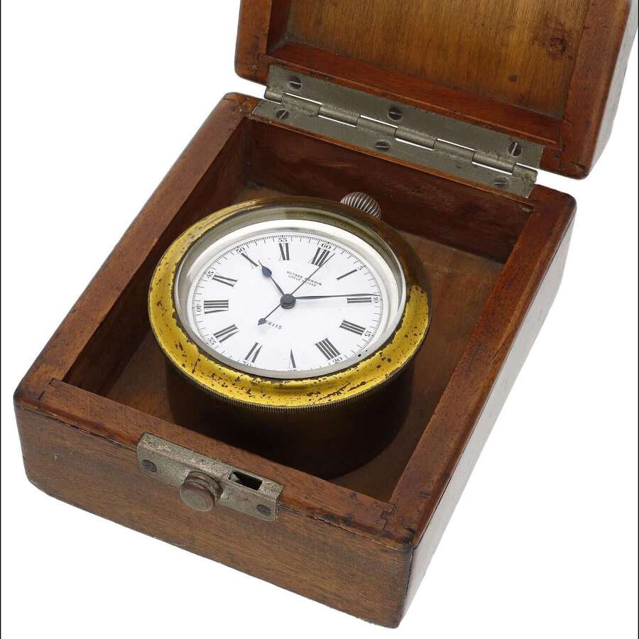 Silver Ulysse Nardin Locle Suisse Keyless Deck Watch in Fitted Wooden Box &ndash; No: 124115 - Swiss 1910