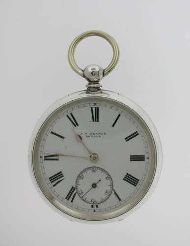 J.W. Benson Silver Open Face Pocket Watch London 1884