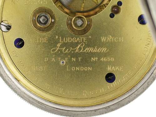 J.W. Benson Silver Open Face Pocket Watch London 1884