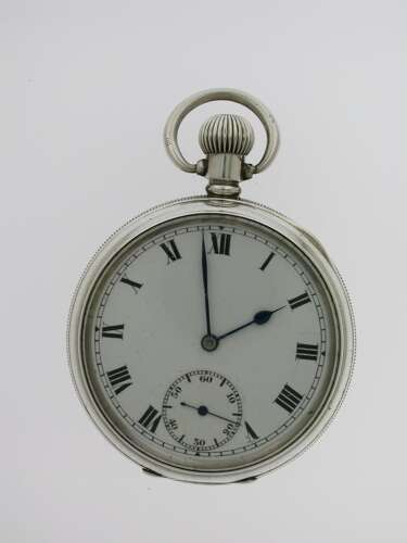Silver Open Face Men's English Open Face Pocket Watch Hallmarked for Birmingham 1916