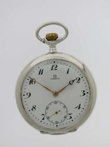 Omega Silver 0.800 Mint Open Face Pocket Watch  Swiss 1916