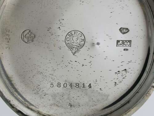 Omega Silver 0.800 Mint Open Face Pocket Watch Swiss 1916