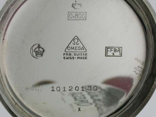 Omega Silver 0.800 Mint Open Face Pocket Watch Swiss 1943
