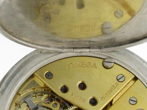 Omega Silver 0.800 Mint Open Face Pocket Watch Swiss 1943
