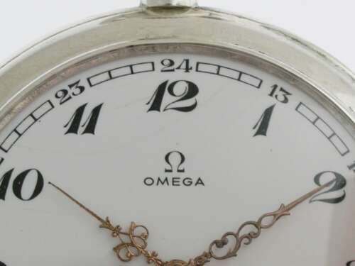 Omega Silver 0.800 Open Face Pocket Watch Swiss 1912