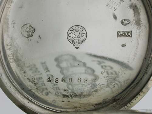 Omega Silver 0.800 Open Face Pocket Watch Swiss 1912