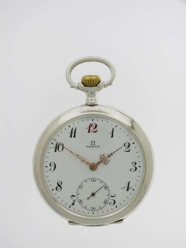 Omega Silver 0.800 Excellent Open Face Pocket Watch  Swiss 1917
